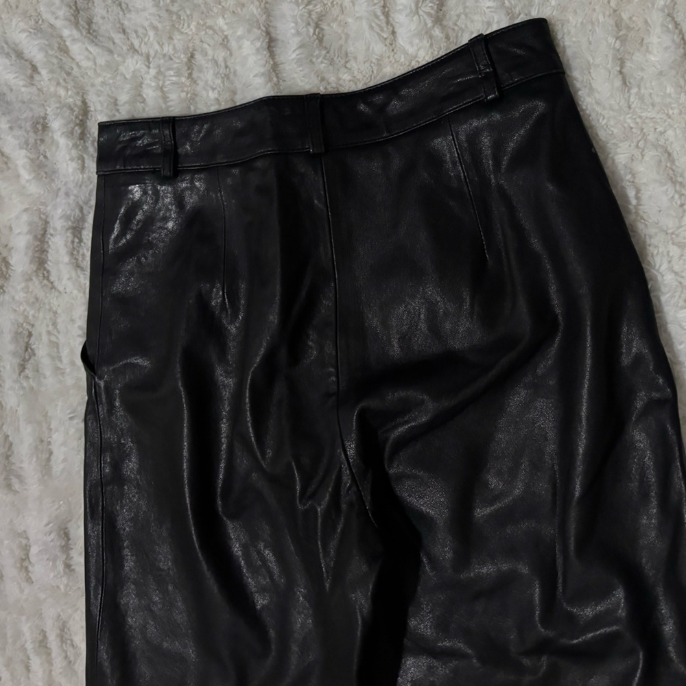 ENVELOPE 1976 Women’s Black Faux Leather Straight- Leg Pants - Picture 8 of 16